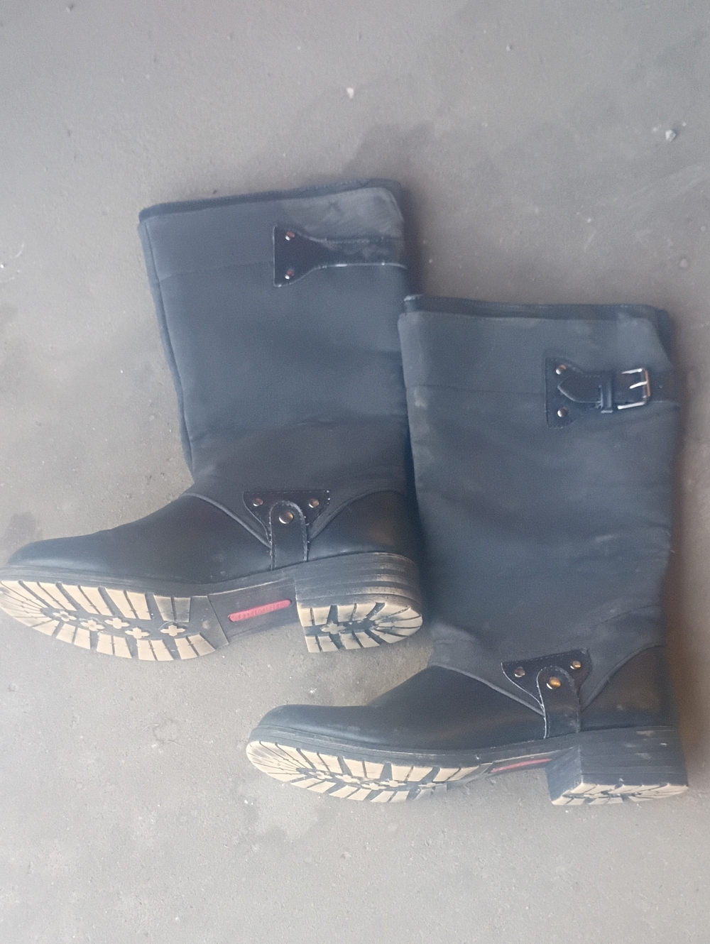 Women's Black Mid-Calf Buckle Boots